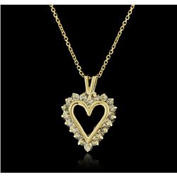 14KT Yellow Gold 0.15ctw Diamond Pendant With Chain