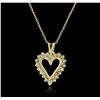 Image 1 : 14KT Yellow Gold 0.15ctw Diamond Pendant With Chain