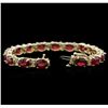 Image 3 : 28.70ctw Ruby and Diamond Bracelet - 14KT Yellow Gold