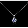 Image 1 : 14KT White Gold 1.43ct Tanzanite, Sapphire and Diamond  Pendant With Chain