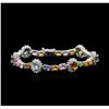 Image 1 : 14KT White Gold 18.15ctw Multicolor Sapphire and Diamond Bracelet