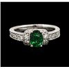 Image 1 : 14KT White Gold 0.75ct Emerald and Diamond Ring
