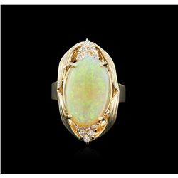 14KT Yellow Gold 4.90ct Opal and Diamond Ring