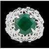 Image 1 : SILVER 9.68ct Emerald & White Topaz Ring