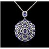 Image 1 : 14KT White Gold 18.08ctw Tanzanite and Diamond Pendant With Chain