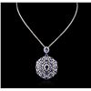 Image 2 : 14KT White Gold 18.08ctw Tanzanite and Diamond Pendant With Chain