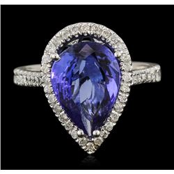 14KT White Gold 5.93ct Tanzanite and Diamond Ring