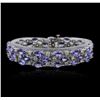 Image 1 : 14KT White Gold 28.17ctw Tanzanite and Diamond Bracelet