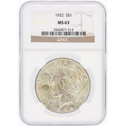 1922 NGC MS63 Peace Silver Dollar