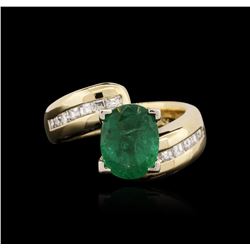 18KT Yellow Gold 1.85ct Emerald and Diamond Ring