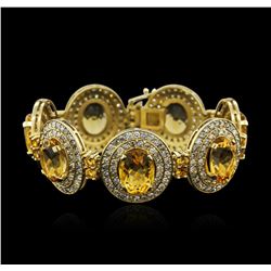 14KT Yellow Gold 41.72ctw Citrine and Diamond Bracelet