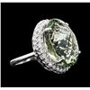 Image 2 : 14KT White Gold 30.80ct Green Quartz and Diamond Ring