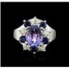 Image 1 : 14KT White Gold 2.48ct Tanzanite, Sapphire and Diamond Ring