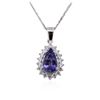 Image 2 : 14KT White Gold 3.98ct Tanzanite and Diamond Pendant With Chain