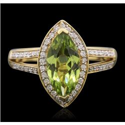 14KT Yellow Gold 1.85ct Tsavorite and Diamond Ring