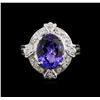Image 1 : 4.22ct Tanzanite and Diamond Ring - 14KT White Gold