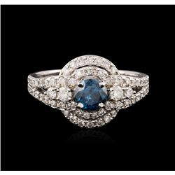 14KT White Gold 1.29ctw Fancy Blue Diamond Ring