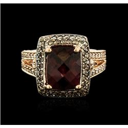 14KT Rose Gold 3.30ct Rubellite and Diamond Ring