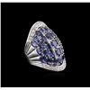 Image 2 : 14KT White Gold 7.25ctw Sapphire and Diamond Ring