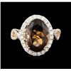 Image 1 : 14KT Yellow Gold 5.40ct Smokey Topaz and Diamond Ring