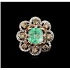 Image 1 : 14KT White Gold 2.96ct Emerald and Diamond Ring