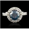 Image 1 : 14KT Gold 2.34ct I-2 / Very Greenish Blue & White Diamond Ring