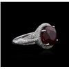 Image 2 : 18KT White Gold 6.45ct Ruby and Diamond Ring