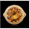 Image 1 : 14KT Yellow Gold 7.67ct Quartz and Diamond Ring