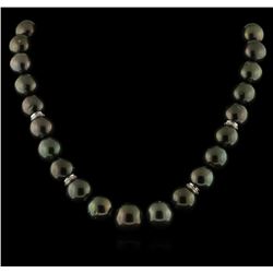 Tahitian Cultured Pearl Necklace With 14KT White Gold Diamond Clasp
