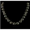 Image 1 : Tahitian Cultured Pearl Necklace With 14KT White Gold Diamond Clasp