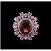 Image 1 : 14KT White Gold 4.99ct Tourmaline, Sapphire and Diamond Ring