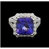 Image 1 : 6.52ct Tanzanite and Diamond Ring - 14KT White Gold