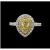 Image 1 : 1.08ctw Yellow Diamond Ring - 14KT White Gold