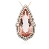 Image 2 : 14KT Rose Gold GIA Certified 51.17ct Morganite and Diamond Pendant With Chain
