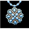 Image 2 : 14KT Yellow Gold 30.95ctw Turquoise and Diamond Necklace