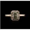 Image 1 : 14KT Rose Gold 1.04ctw Fancy Green Diamond Ring