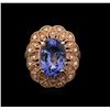 Image 1 : 14KT Rose Gold 5.34ct Tanzanite and Diamond Ring