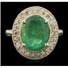 Image 1 : 14KT Yellow Gold 3.09ct Emerald and Diamond Ring