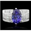 Image 1 : 14KT White Gold 3.96ct Tanzanite and Diamond Ring