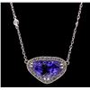 Image 1 : 14KT White Gold 5.52ct Tanzanite and Diamond Necklace