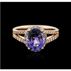 14KT Rose Gold 2.33ct Tanzanite and Diamond Ring