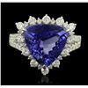 Image 1 : 14KT White Gold 5.30ct Tanzanite and Diamond Ring