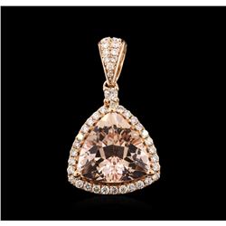 14KT Rose Gold 3.51ct Morganite and Diamond Pendant