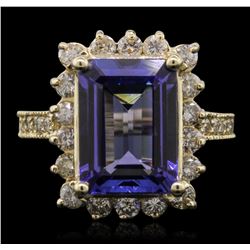 14KT Yellow Gold 5.32ct Tanzanite and Diamond Ring