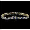 Image 2 : 15.60ctw Blue Sapphire and Diamond Bracelet - 14KT Yellow Gold