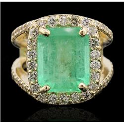 14KT Yellow Gold 7.22ct Emerald and Diamond Ring