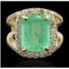 Image 1 : 14KT Yellow Gold 7.22ct Emerald and Diamond Ring