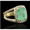 Image 2 : 14KT Yellow Gold 7.22ct Emerald and Diamond Ring