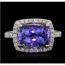 14KT Two-Tone Gold 4.29ct Tanzanite and Diamond Ring