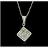Image 1 : 14KT White Gold 0.50ctw Diamond Pendant With Chain